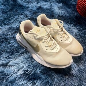 Nike Cream Mesh Sneakers with Gold Swoosh